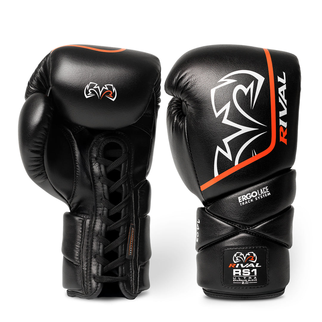 Rival ライバル RS1 スパーリンググローブ2.0　紐式 ブラック RS1 Ultra Sparring Gloves 2.0 – Rival Boxing Gear UK